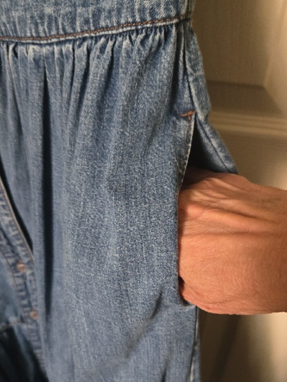 Sleeveless Denim Midi Dress - Blue - Picture 3 of 5